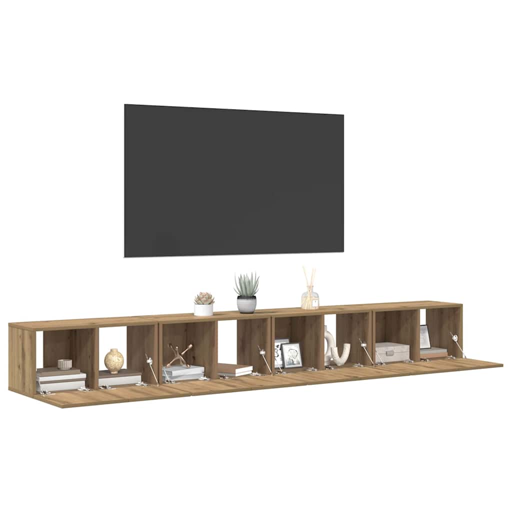 Sestava Tv Skříněk 4 Ks Artisanový Dub Kompozitní Dřevo