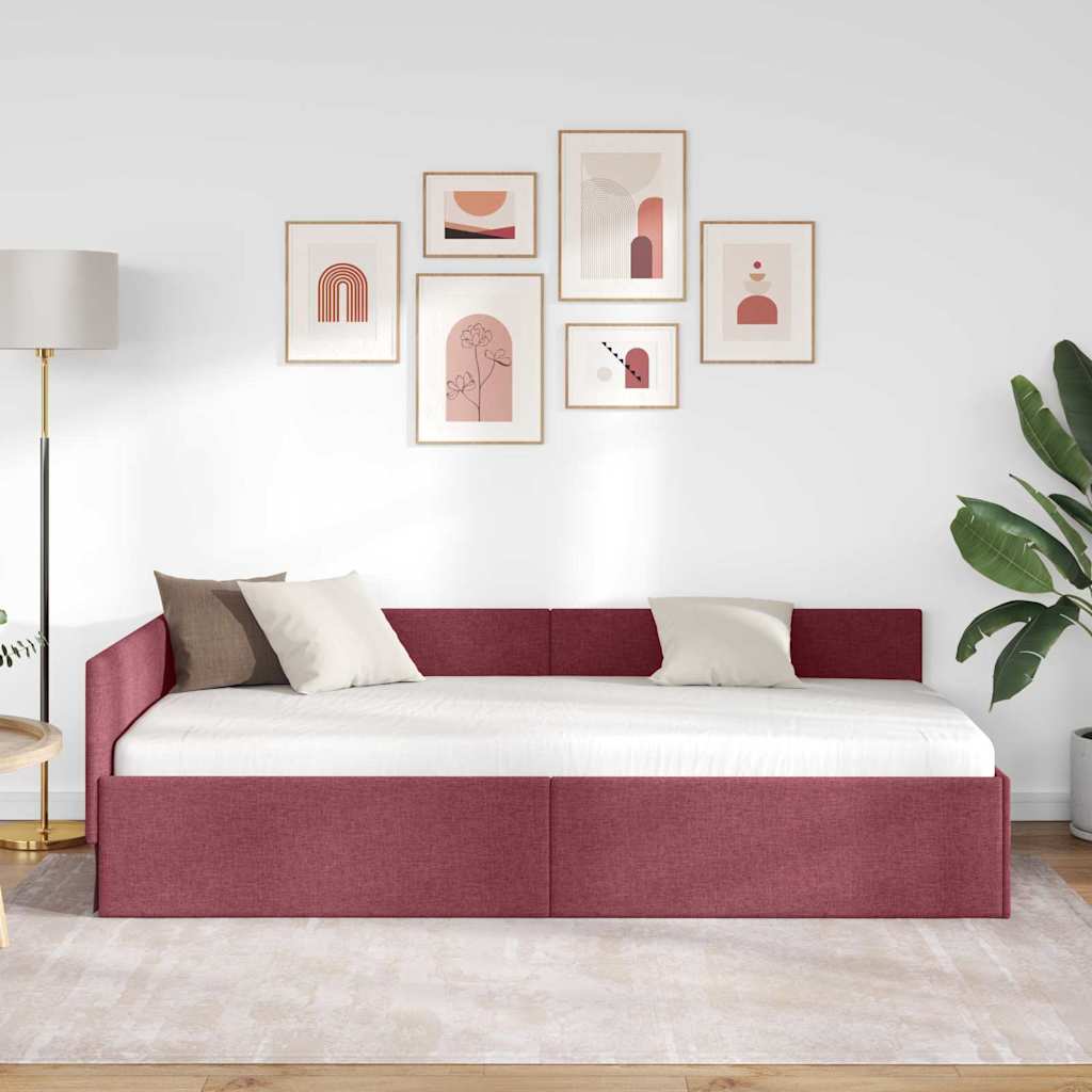 Rohový Rám Postele Víno Červené 80 Cm X 200 Cm Textil