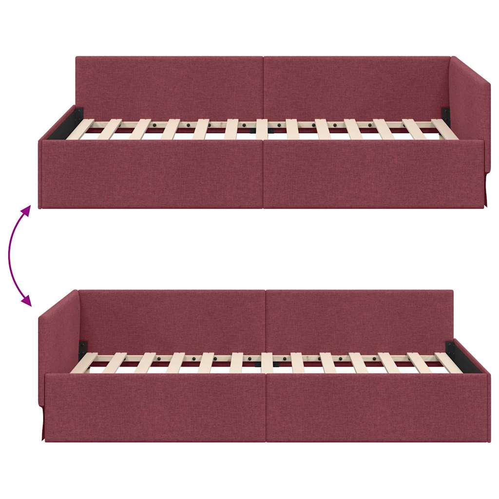Rohový Rám Postele Víno Červené 80 Cm X 200 Cm Textil