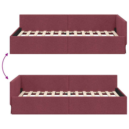 Rohový Rám Postele Víno Červené 90 Cm X 190 Cm Textil