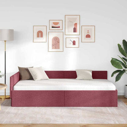 Rohový Rám Postele Víno Červené 90 Cm X 200 Cm Textil