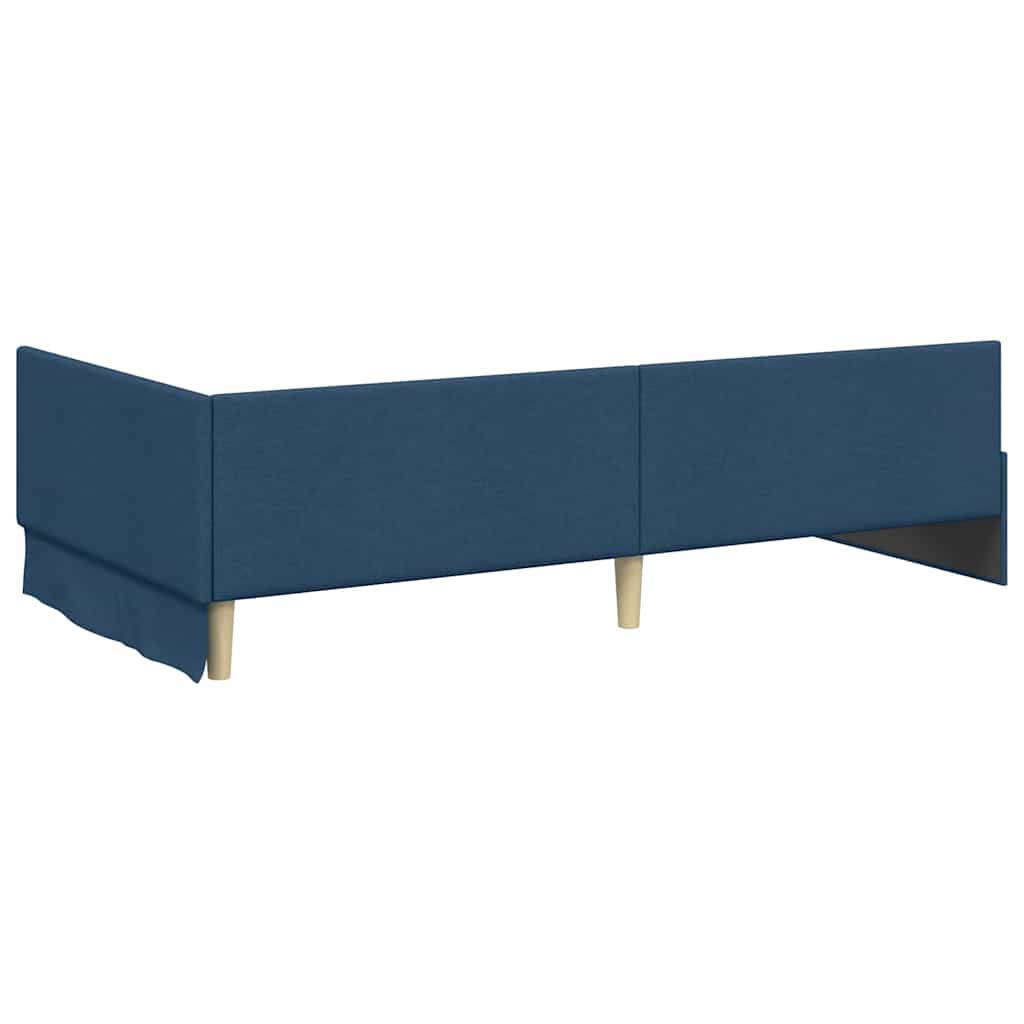 Rohový Rám Postele Modrá 90 Cm X 200 Cm Textil