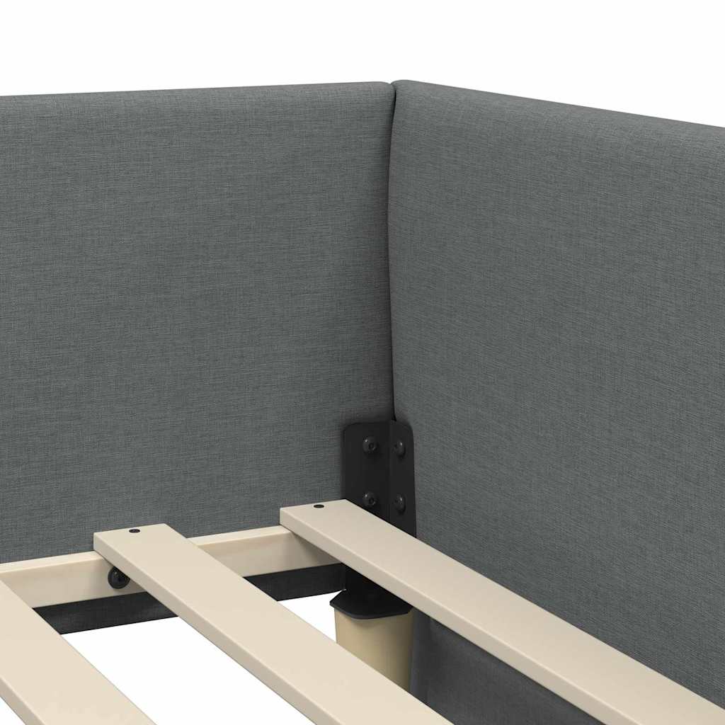 Rohový Rám Postele Tmavě Šedá 100 X 203 Cm Textil