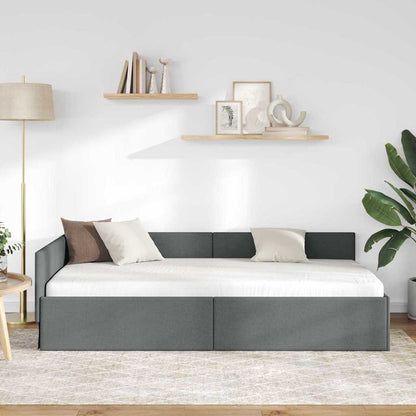 Rohový Rám Postele Tmavě Šedá 100 X 203 Cm Textil