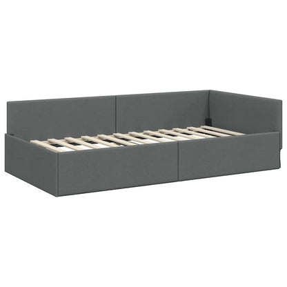 Rohový Rám Postele Tmavě Šedá 100 X 203 Cm Textil