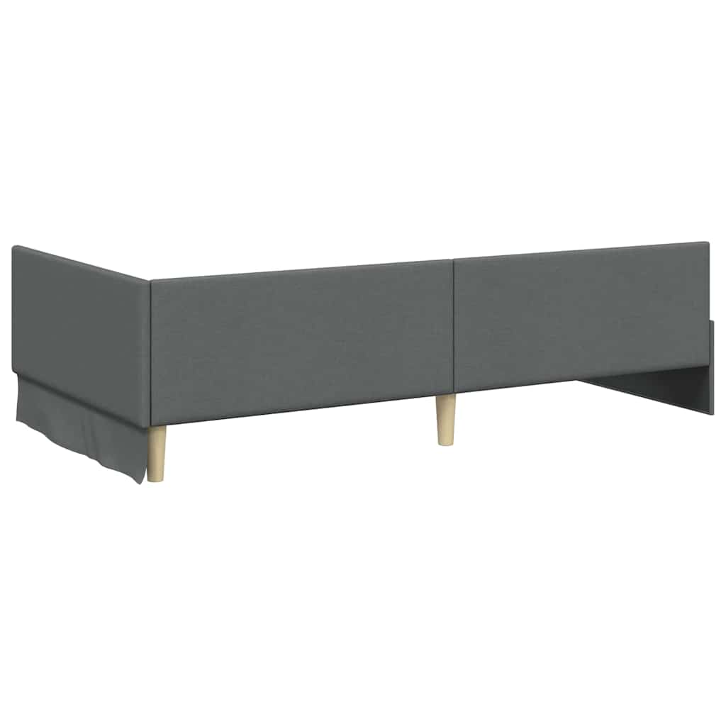 Rohový Rám Postele Tmavě Šedá 100 X 203 Cm Textil