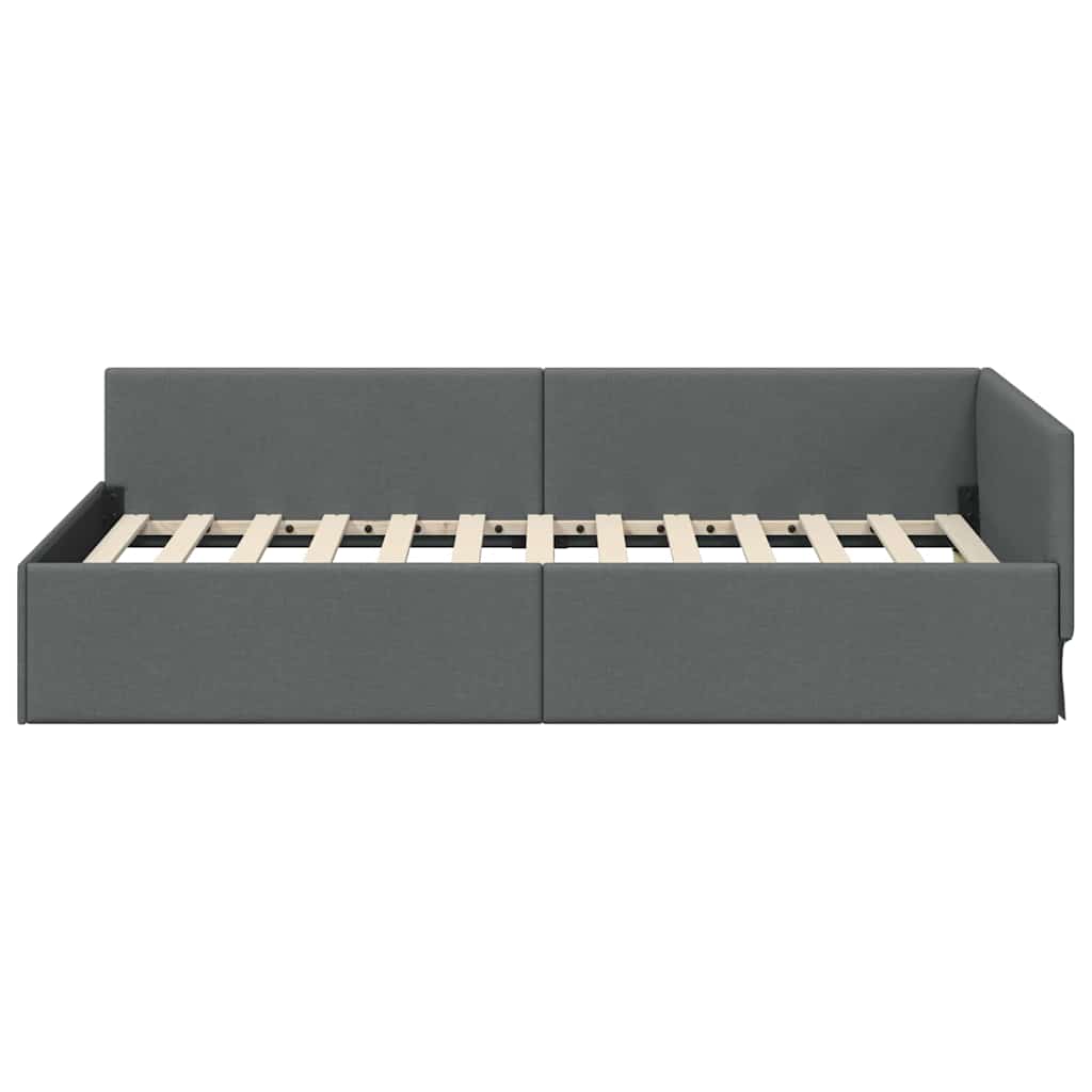 Rohový Rám Postele Tmavě Šedá 100 X 203 Cm Textil