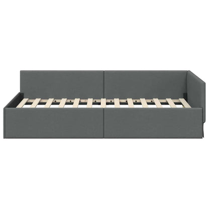 Rohový Rám Postele Tmavě Šedá 100 X 203 Cm Textil