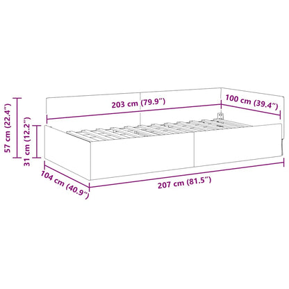 Rohový Rám Postele Tmavě Šedá 100 X 203 Cm Textil