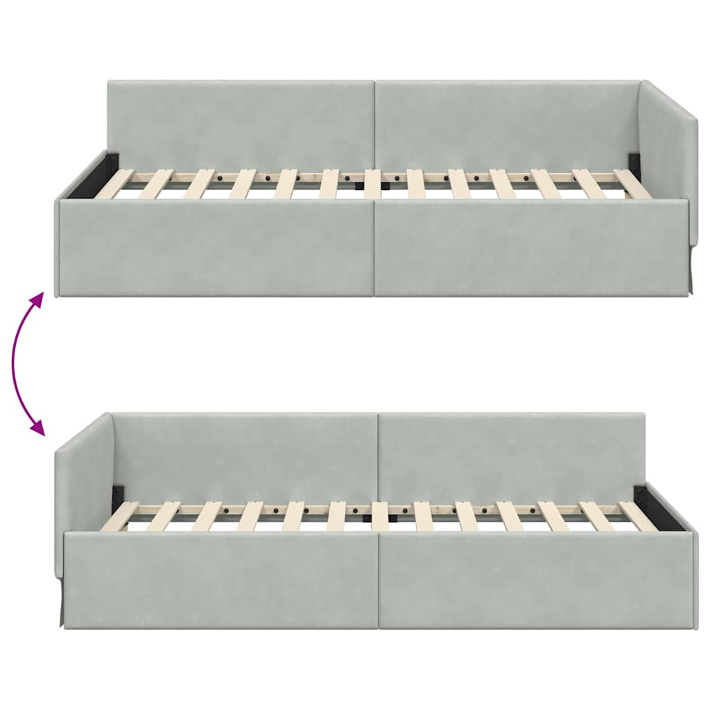 Rohový Rám Postele S Čelo 90 Cm X 200 Cm Samet
