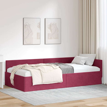 Rohový Rám Postele S Čelo Víno Červené 90 Cm X 200 Cm Samet