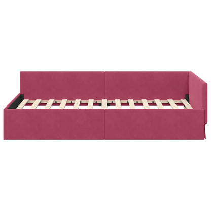 Rohový Rám Postele S Čelo Víno Červené 90 Cm X 200 Cm Samet