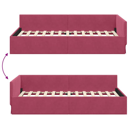 Rohový Rám Postele S Čelo Víno Červené 90 Cm X 200 Cm Samet