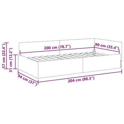 Rohový Rám Postele S Čelo 90 Cm X 200 Cm Samet
