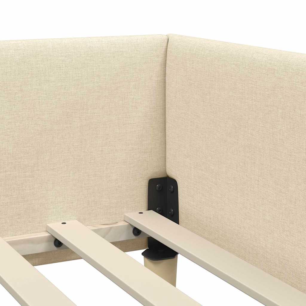 Rohový Rám Postele Krémová 100 X 200 Cm Textil