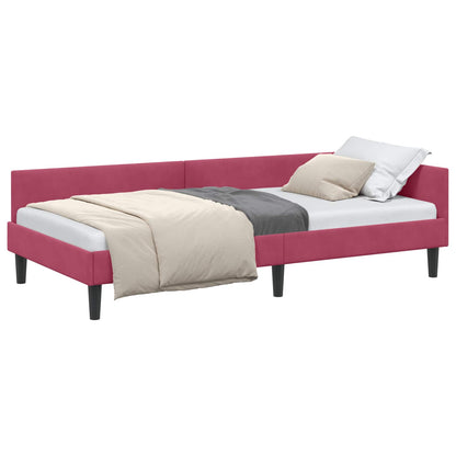 Rohový Rám Postele S Čelo Víno Červené 90 Cm X 190 Cm Samet