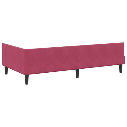 Rohový Rám Postele S Čelo Víno Červené 90 Cm X 190 Cm Samet