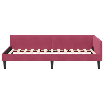 Rohový Rám Postele S Čelo Víno Červené 90 Cm X 190 Cm Samet