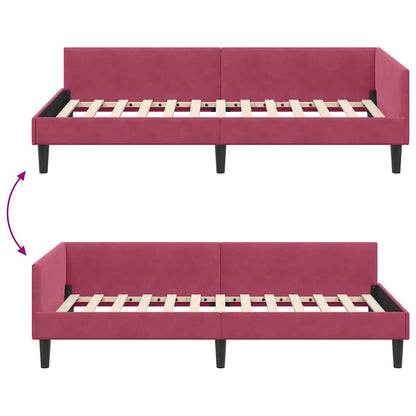 Rohový Rám Postele S Čelo Víno Červené 90 Cm X 190 Cm Samet