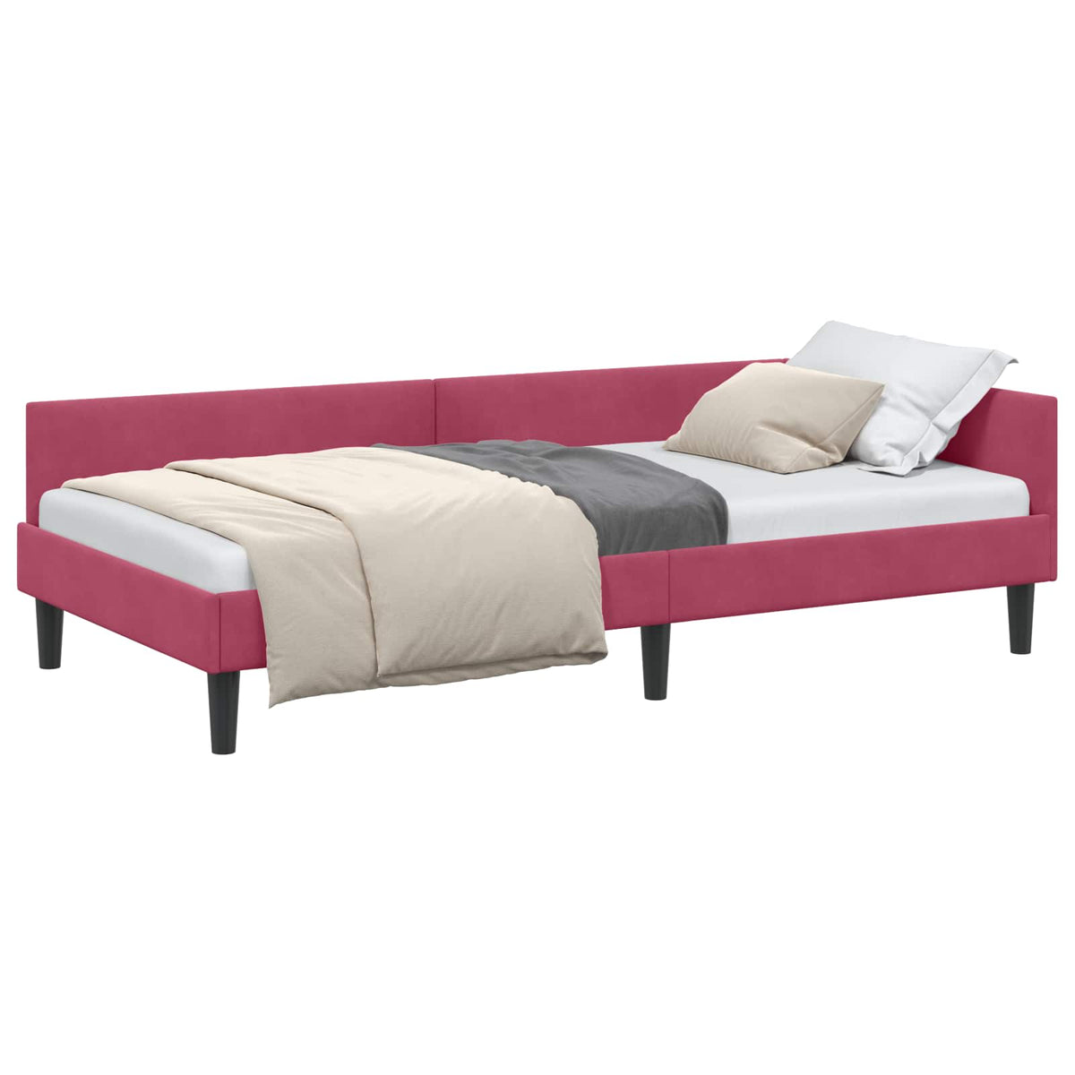 Rohový Rám Postele S Čelo Víno Červené 90 Cm X 200 Cm Samet