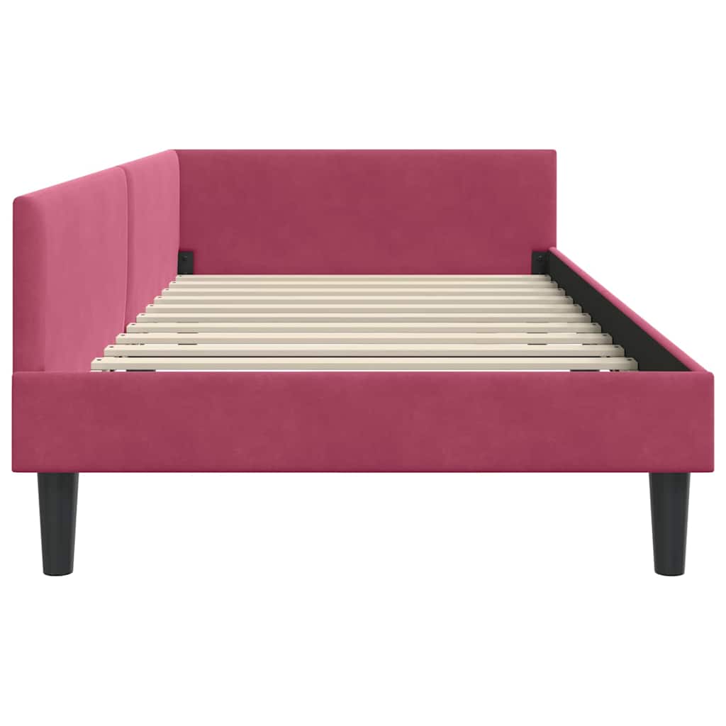 Rohový Rám Postele S Čelo Víno Červené 90 Cm X 200 Cm Samet