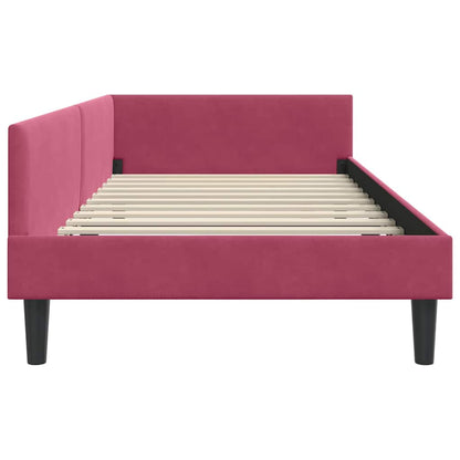Rohový Rám Postele S Čelo Víno Červené 90 Cm X 200 Cm Samet