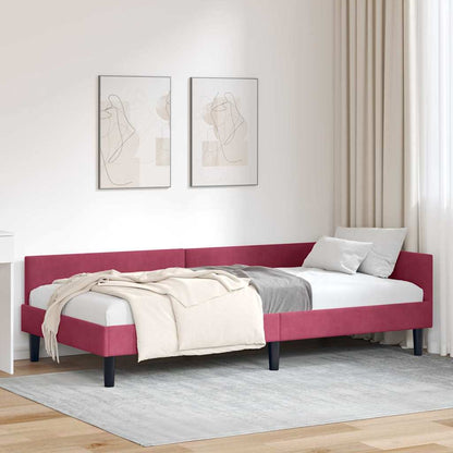 Rohový Rám Postele S Čelo Víno Červené 100 Cm X 200 Cm Samet