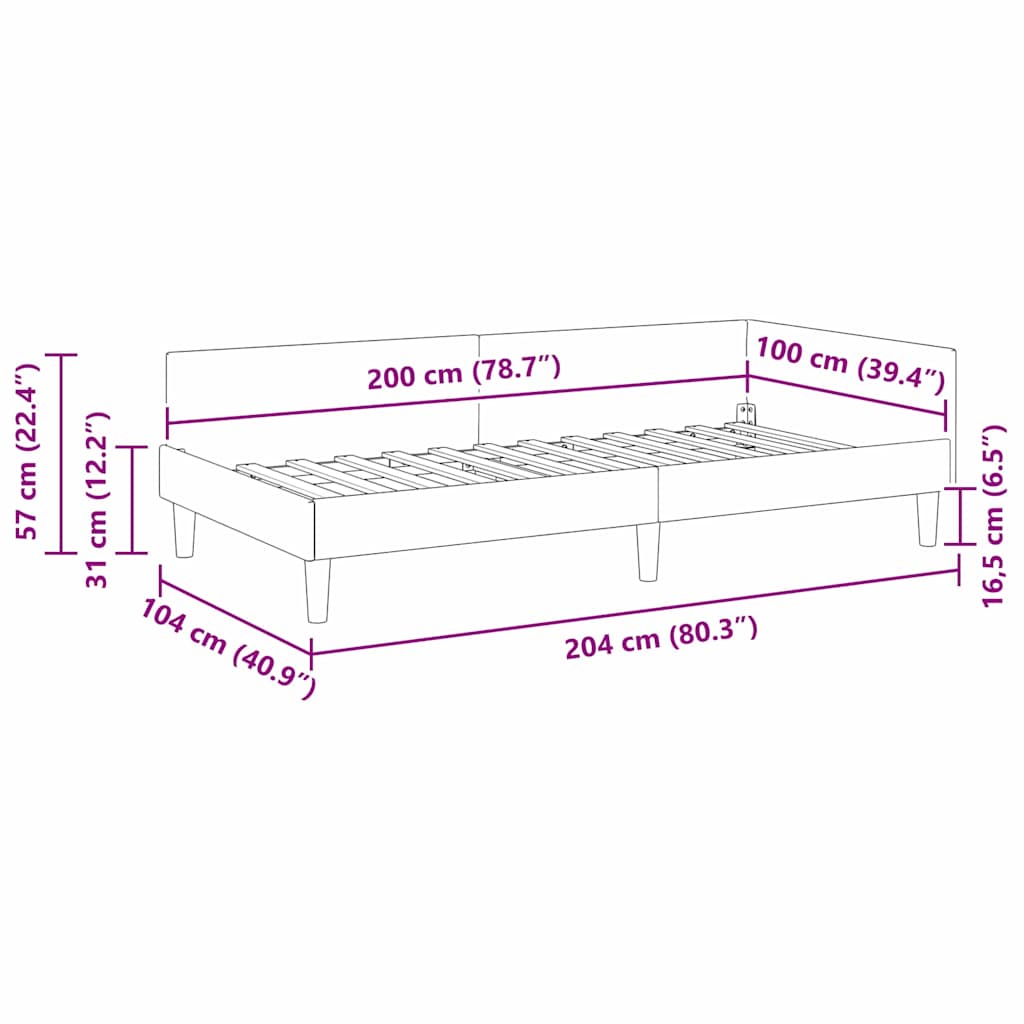 Rohový Rám Postele S Čelo 100 Cm X 200 Cm Samet