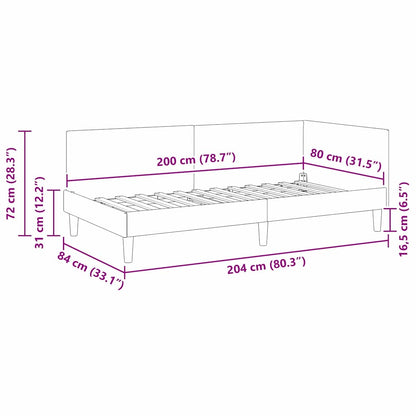 Rohový Rám Postele S Čelo 80 Cm X 200 Cm Samet