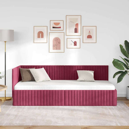 Rohový Rám Postele S Čelo Víno Červené 80 Cm X 200 Cm Samet