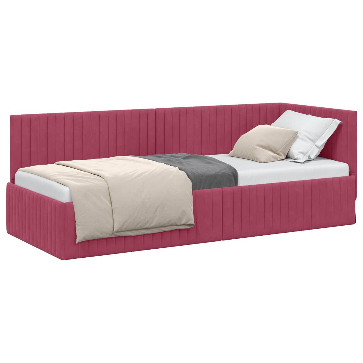 Rohový Rám Postele S Čelo Víno Červené 80 Cm X 200 Cm Samet