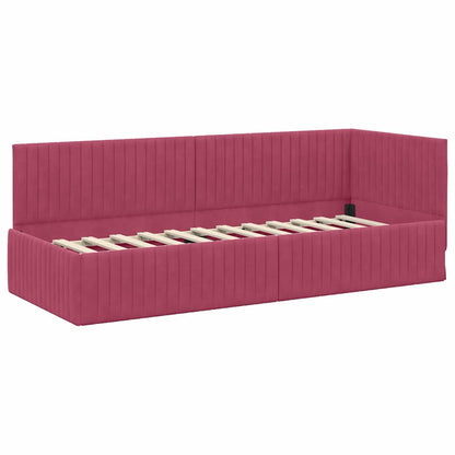 Rohový Rám Postele S Čelo Víno Červené 80 Cm X 200 Cm Samet
