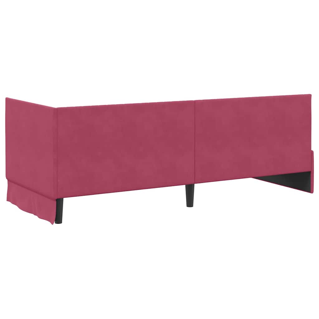 Rohový Rám Postele S Čelo Víno Červené 80 Cm X 200 Cm Samet