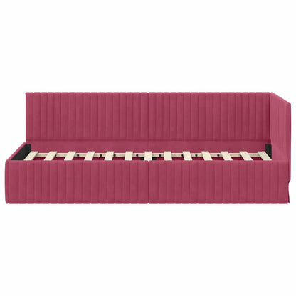 Rohový Rám Postele S Čelo Víno Červené 80 Cm X 200 Cm Samet