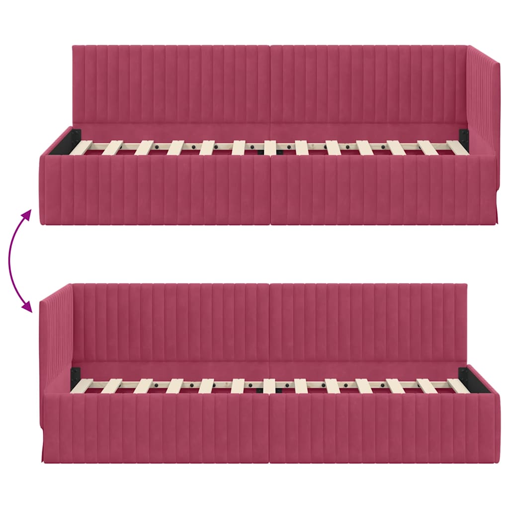 Rohový Rám Postele S Čelo Víno Červené 80 Cm X 200 Cm Samet
