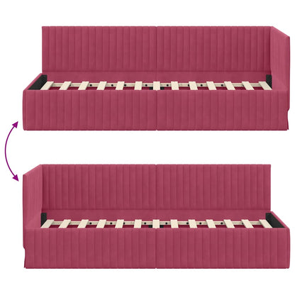 Rohový Rám Postele S Čelo Víno Červené 80 Cm X 200 Cm Samet