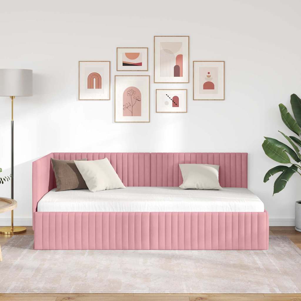 Rohový Rám Postele S Čelo 90 Cm X 200 Cm Samet