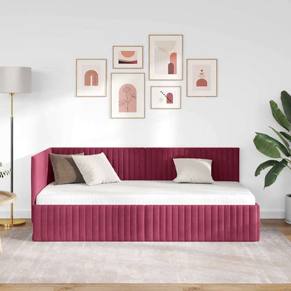 Rohový Rám Postele S Čelo Víno Červené 90 Cm X 200 Cm Samet