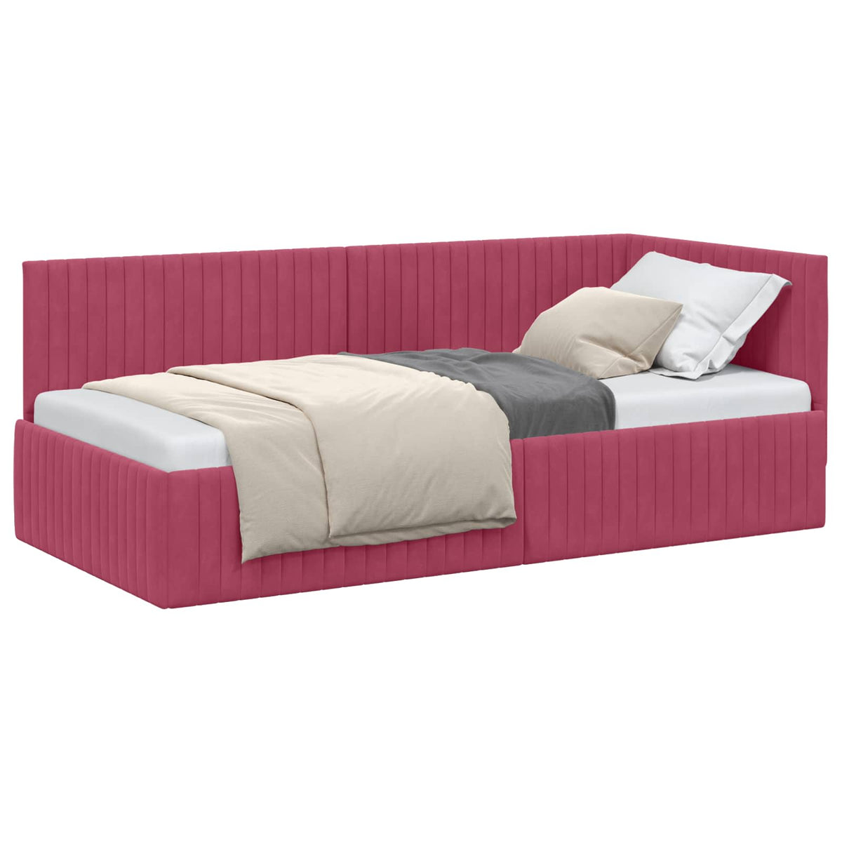 Rohový Rám Postele S Čelo Víno Červené 90 Cm X 200 Cm Samet
