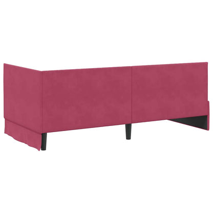 Rohový Rám Postele S Čelo Víno Červené 90 Cm X 200 Cm Samet
