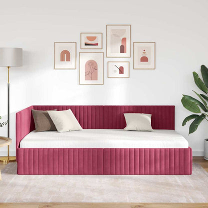 Rohový Rám Postele S Čelo Víno Červené 100 Cm X 200 Cm Samet