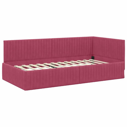 Rohový Rám Postele S Čelo Víno Červené 100 Cm X 200 Cm Samet