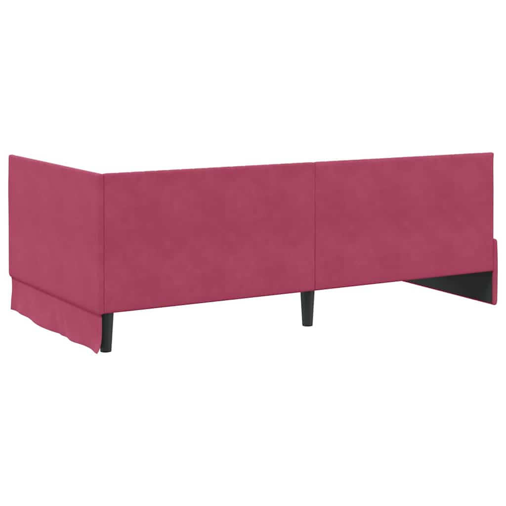 Rohový Rám Postele S Čelo Víno Červené 100 Cm X 200 Cm Samet