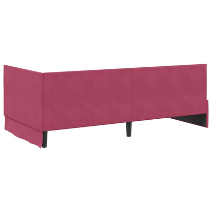 Rohový Rám Postele S Čelo Víno Červené 100 Cm X 200 Cm Samet
