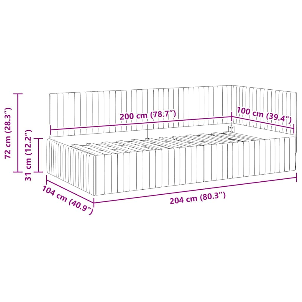 Rohový Rám Postele S Čelo Víno Červené 100 Cm X 200 Cm Samet