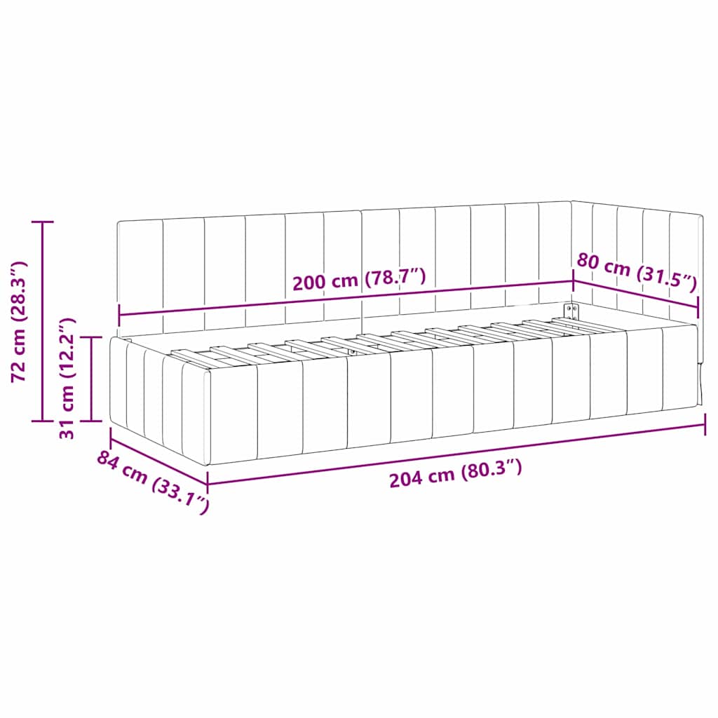 Rohový Rám Postele S Čelo 80 Cm X 200 Cm Samet