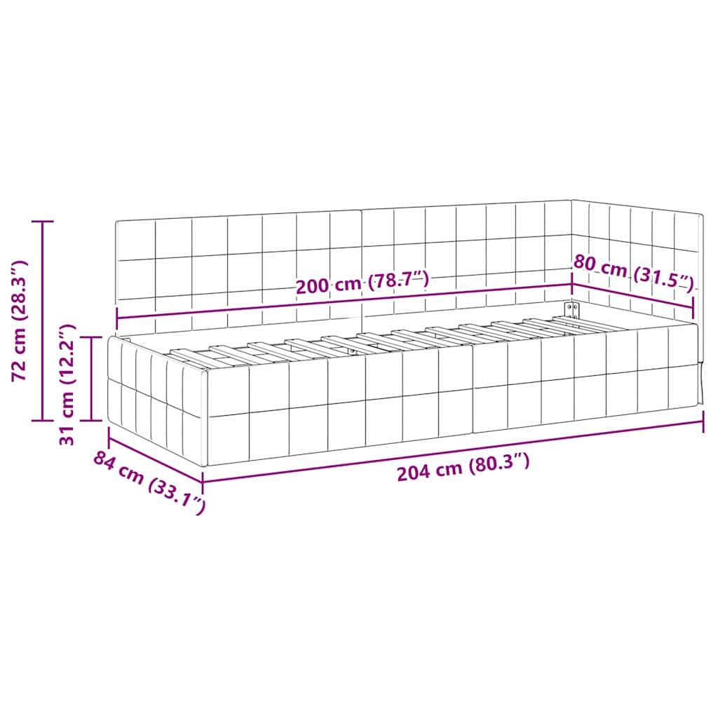 Rohový Rám Postele S Čelo 80 Cm X 200 Cm Samet