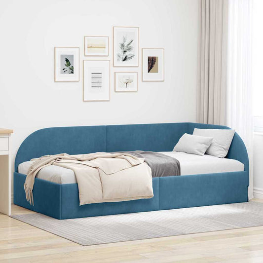 Rohový Rám Postele S Čelo Modrá 80 Cm X 200 Cm Samet