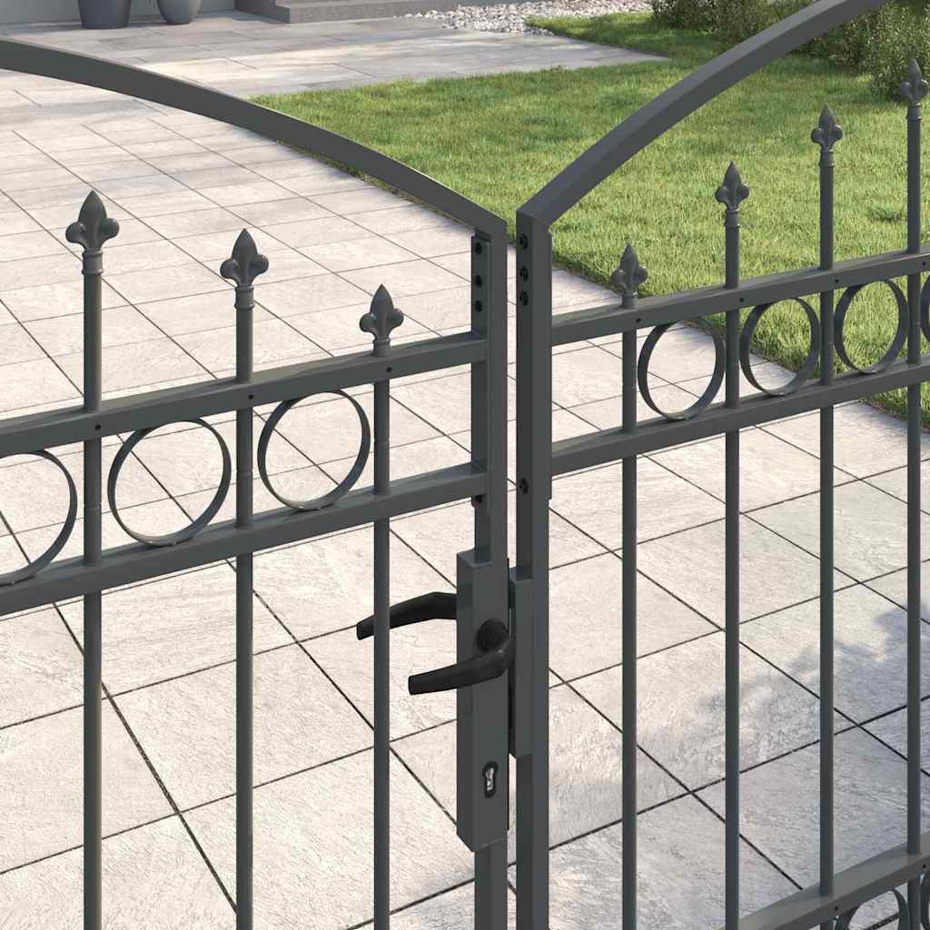Brána Na Plot Assen 401 X 175,5 Cm Ocel Šedá Zamykatelné