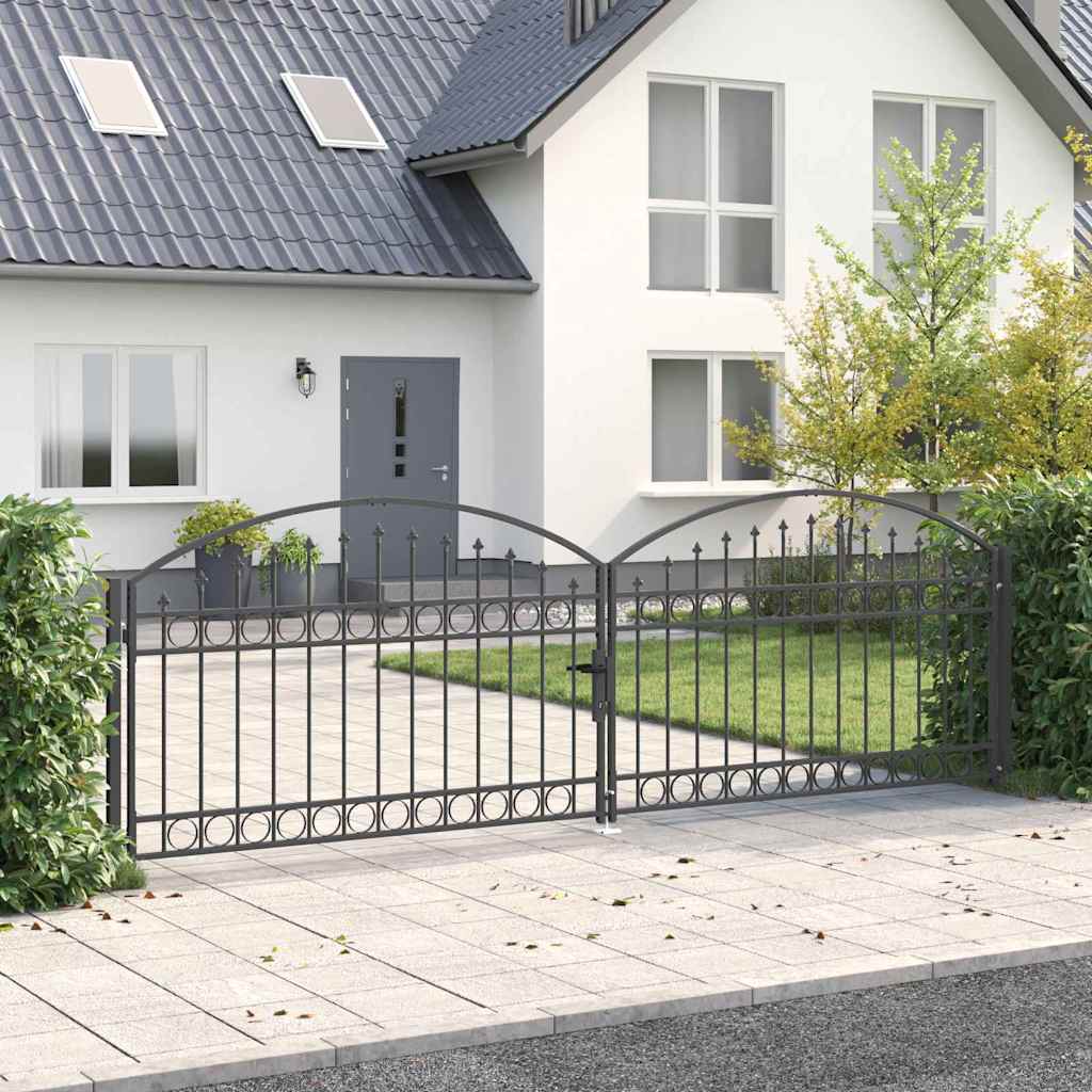 Brána Na Plot Assen 401 X 175,5 Cm Ocel Šedá Zamykatelné